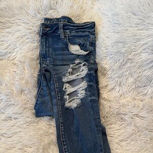 American Eagle Outfitters Women's Distressed Blue Skinny Jeans